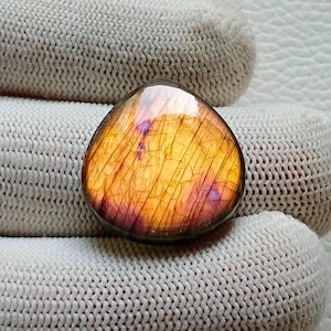 ユニークで希少なイエローファイアラブラドライトカボション、23x22x5 mm 21カート、ルースジェムストーン、シルバージュエリーメイキングストーン