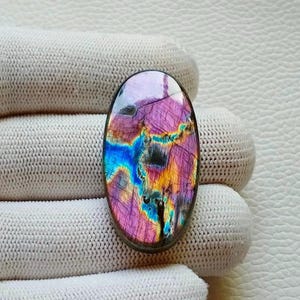 美しくユニークなマルチレアパープルファイアラブラドライトカボション、42X21X5.5 mm 50カートシルバージュエリーメイキングストーン、彼女へのギフト
