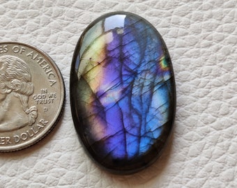 35x22x6 mm AAA Quality Purple Labradorite Stone Oval Shape Wire Wrap Jewelry Cabochon Best Polished Labradorite Cabochon For Sale