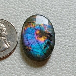 好感が持てるユニークな希少なブルーファイアラブラドライト宝石、シルバージュエリーメイキングストーン、26X18X5 mm 27カートハンドメイド宝石