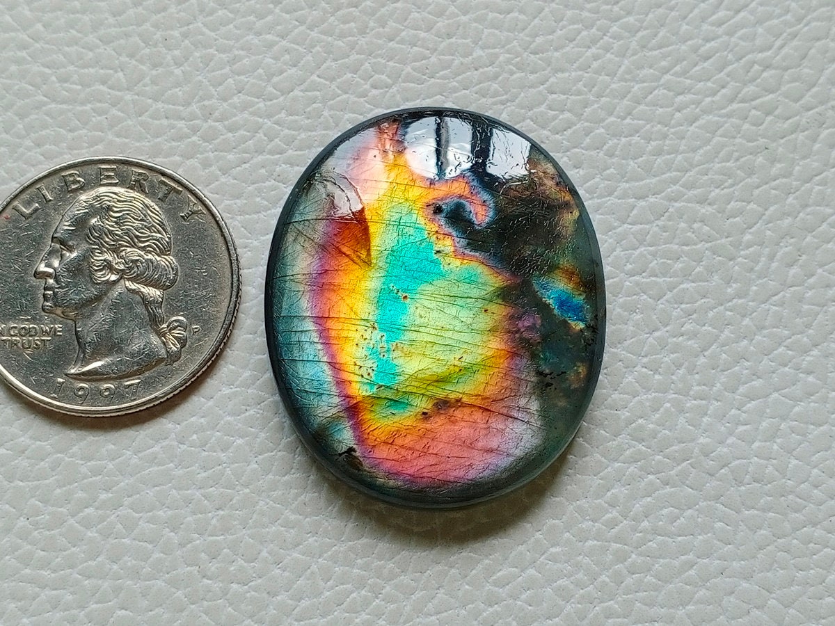 ゴージャスでユニークなマルチレア派手なラブラドライト宝石