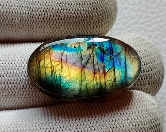 Likable Multi Rare Fire Labradorite Cabochon, Silver Jewelry Making Stone, 29X17X8 mm Labradorite Cabs