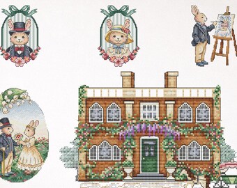 Regency love stories cross stitch bundle PDF, 5 romantic vintage patterns, elegant historical embroidery set