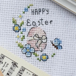 Easy easter egg cross stitch pattern, mini beginner spring design, cute pastel holiday chart PDF