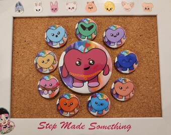 Stray Kids Case 143 Juego de insignias de botón de monstruo de corazón