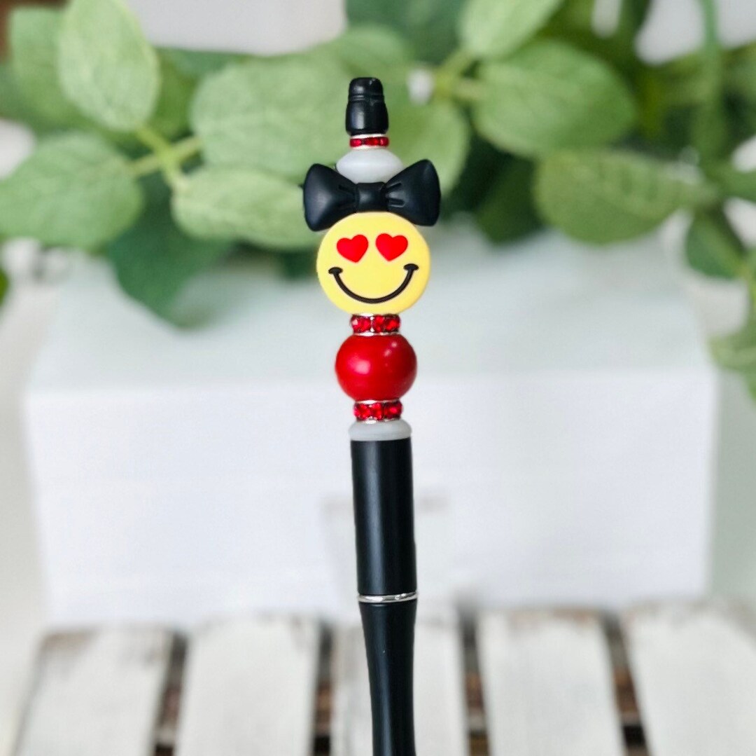 Smiley Face Pens Cute Happy Face Emoji Pens Silicone Beaded - Etsy