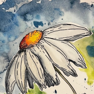 Daisy Watercolor Art Print: Colorful Floral Giclée Art