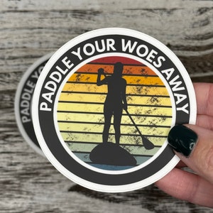 Paddle Board Girl Vinyl Sticker: Weatherproof Lake Life Sticker