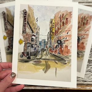 E 4th Street CLE, Cleveland Ohio Cityscape Giclee Watercolor Art Print by Lori Brumfiel, Cleveland Ohio Landscape Art, Art Prints, CLE Art