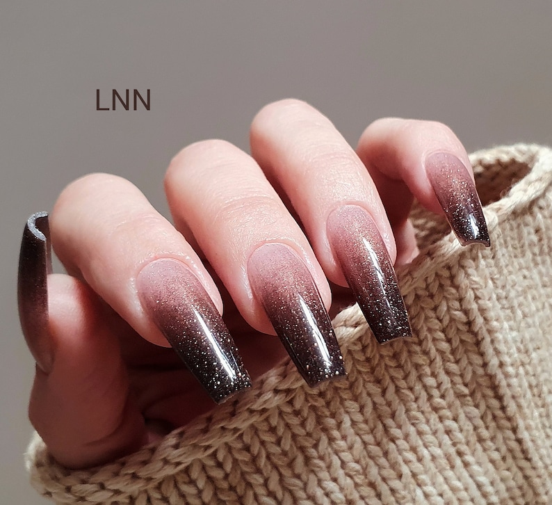 Glitter Ombre Nails, Shine and Sparkle Ombre Press on Nails, Ombre Glitter Nails, Ombré Sparkle Nails, French Ombre Press ons, Gift For Her image 2