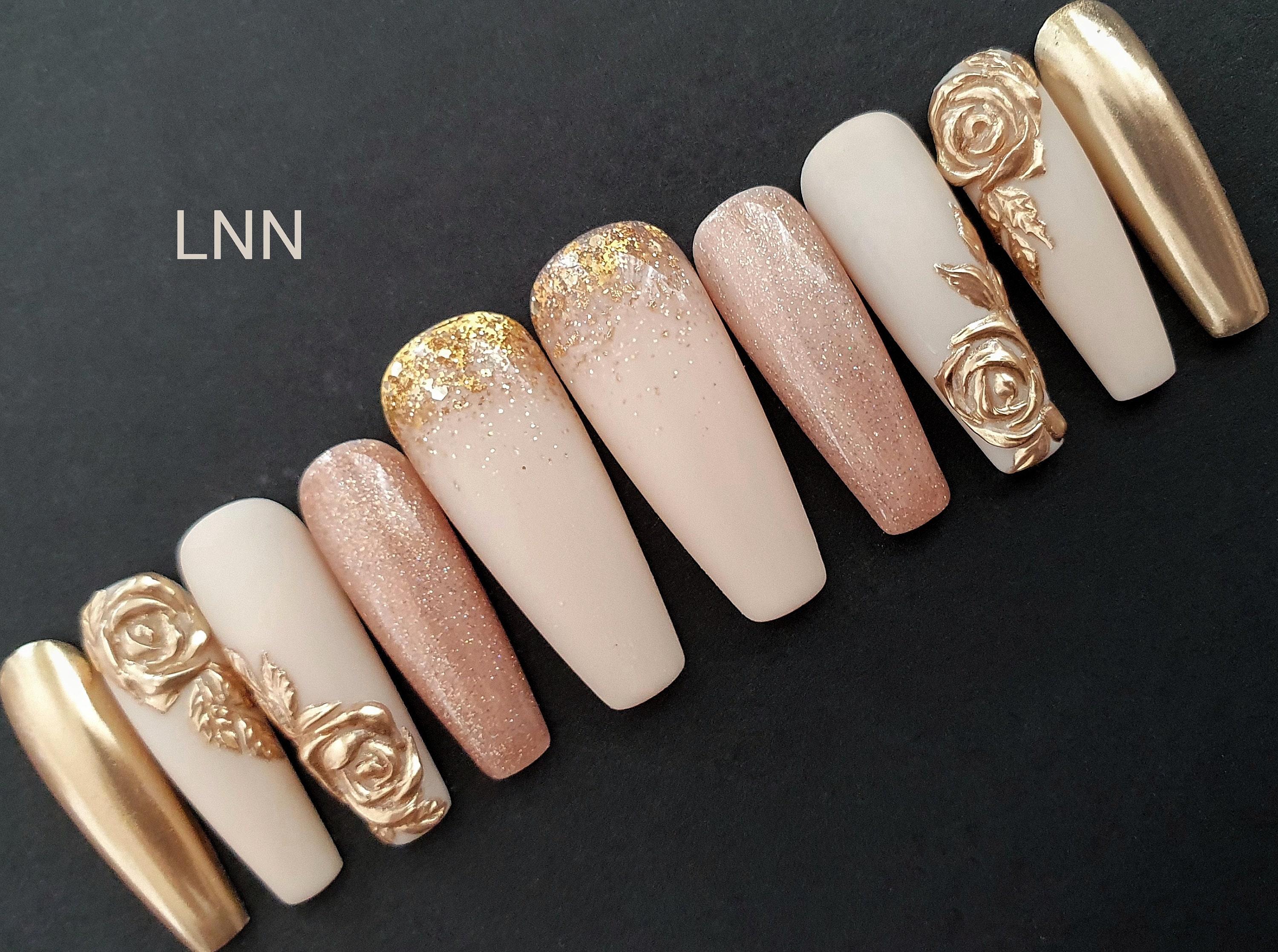 Classic Nude Base with Gold Filigree Glam