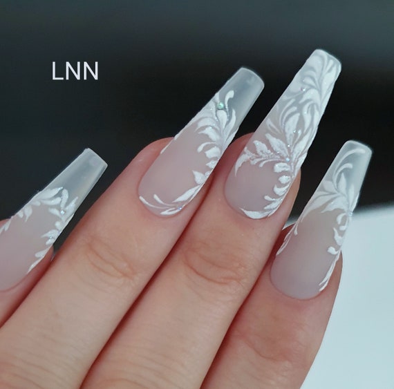 Floral Press on Nails Wedding Nails Press on Nails Wedding Nails