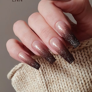 Glitter Ombre Nails, Shine and Sparkle Ombre Press on Nails, Ombre Glitter Nails, Ombré Sparkle Nails, French Ombre Press ons, Gift For Her image 3