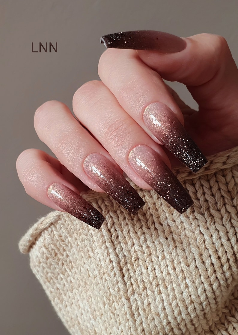 Glitter Ombre Nails, Shine and Sparkle Ombre Press on Nails, Ombre Glitter Nails, Ombré Sparkle Nails, French Ombre Press ons, Gift For Her image 3