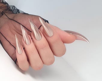 Medium Length Nails Black Translucent