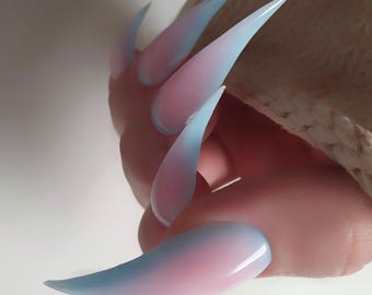 Claw Press On Nails: Cotton Candy Extra Long False Nails