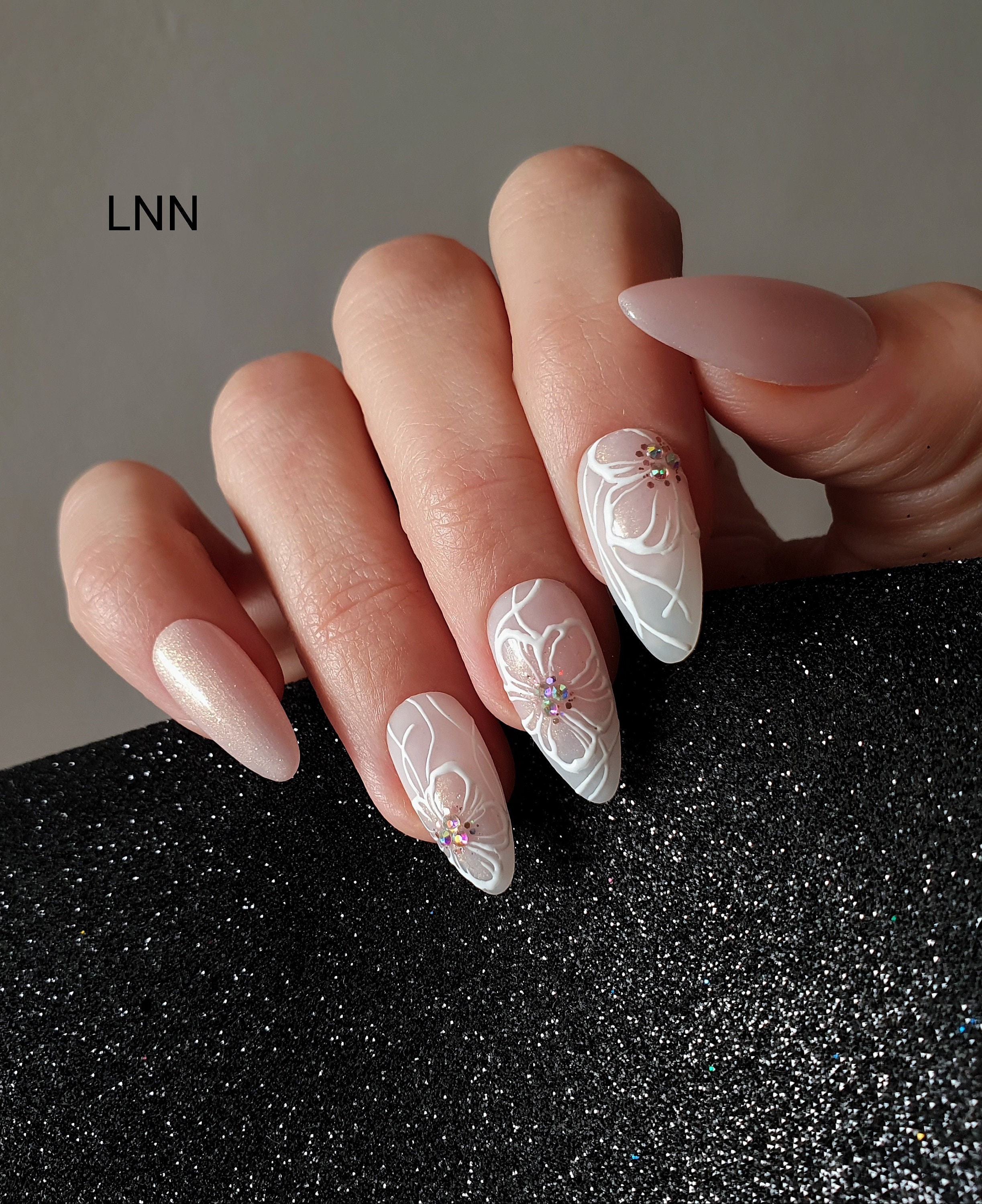 Bridal Wedding White Floral Lace 3D Embossed Nail Stickers – MakyNailSupply