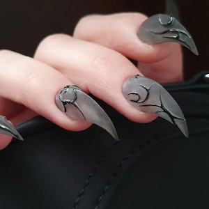 Cat claw press ons, Claw press on nails, Black claw nails