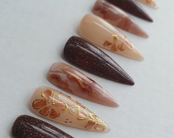 Long Stiletto Reusable Press on Nails Gift for Her