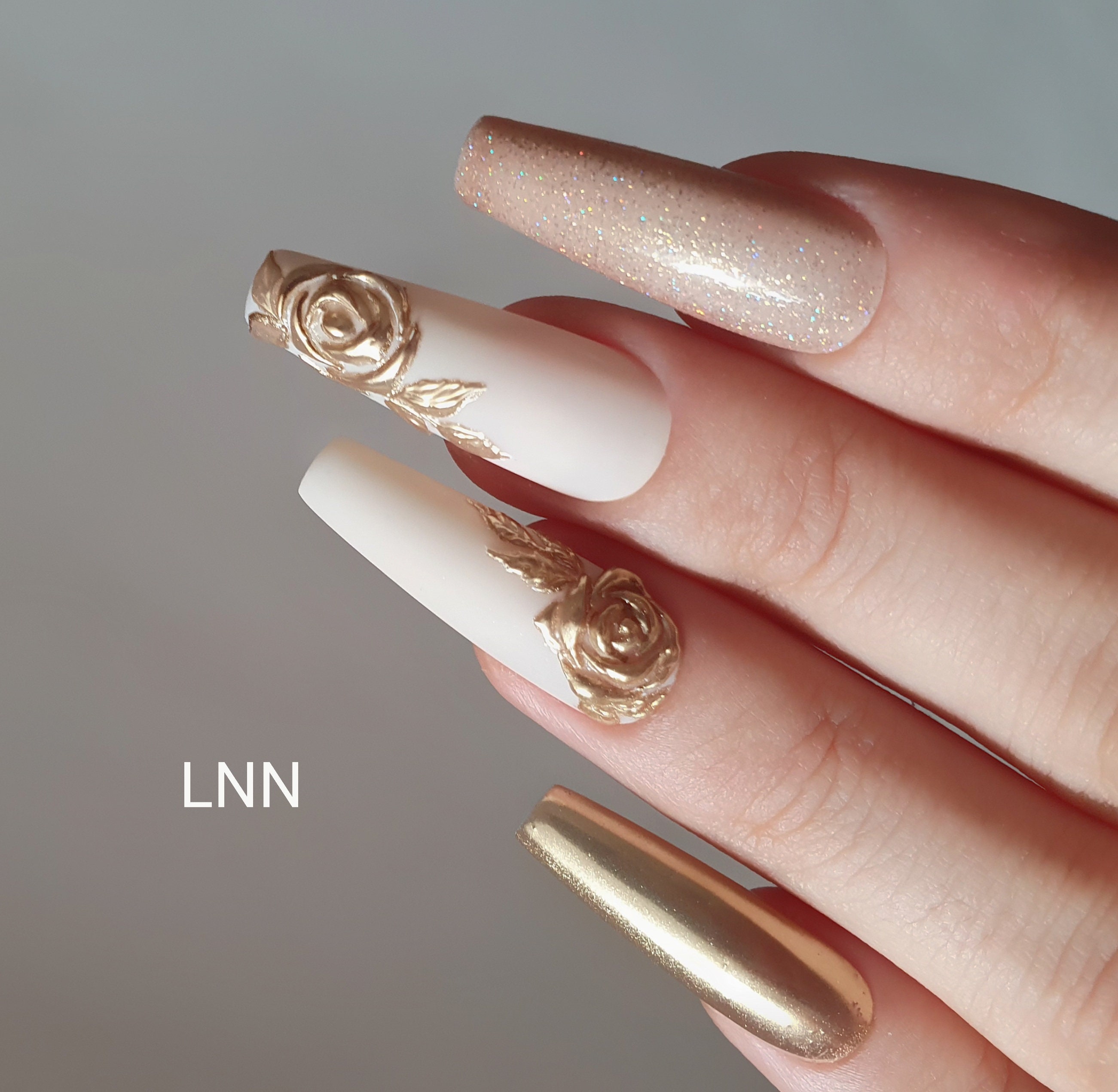 Classic Nude Base with Gold Filigree Charm
