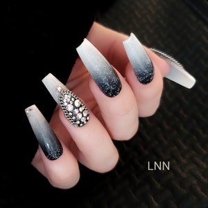 Black Ombre Press on Nails Ombre Press on Nails Black Nails - Etsy