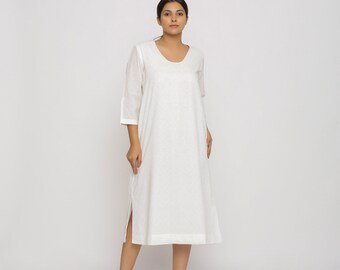 Cotton Midi Shift Dress Customizable 