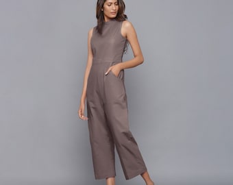 Mono midi de franela 100 % algodón, mono sin mangas personalizable, mono de corte princesa con bolsillos, talla grande, petite, tall etsw