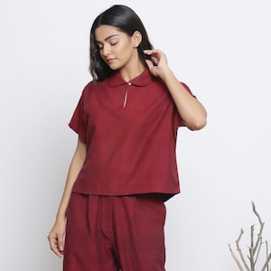 100% Cotton Straight Top, Customizable Top for Women, Loose Fit Round Collar Top cw etsw