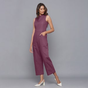 100% Cotton Flannel Midi Jumpsuit, Customizable Sleeveless Overall, Princess Line Jumpsuit with Pockets, Plus Size, Petite, Tall etsw