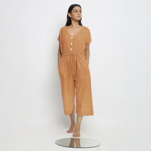 100% Cotton V-Neck Jumpsuit, Customizable Jumpsuit with Pockets, High-Rise Wide-Legged Jumpsuit, Plus Size, Petite, Tall cw etsw