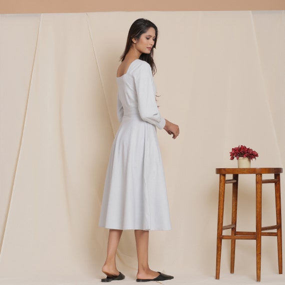 Warm 100% Cotton Flannel Midi Dress, Square Neck Customizable Dress, Fit and Flare Dress with Pockets, Plus Size, Petite, Tall cw etsw Warm 100% Cotton Flannel Midi Dress, Square Neck Customizable Dress, Fit and Flare Dress with Pockets, Plus Size, Petite, Tall cw etsw