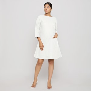 100% Cotton Yoked Dress, Customizable Dress with Pockets, Midi Dress, Solid Tunic, Dress for Brunch Dates, Plus Size, Petite, Tall etsw