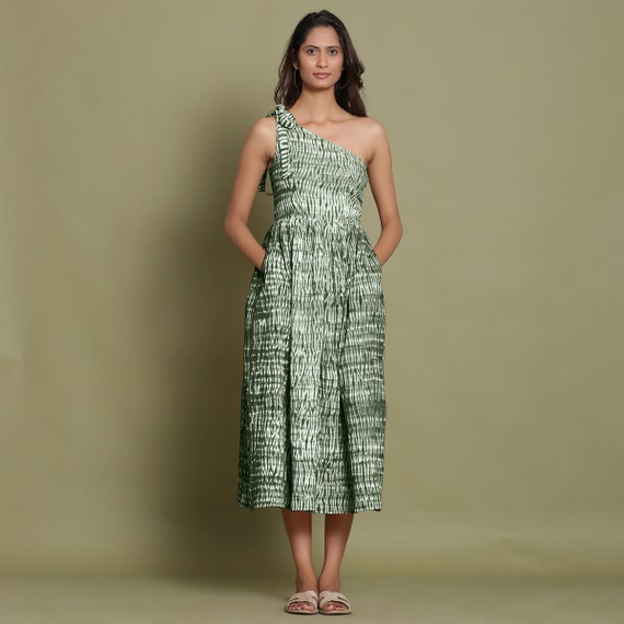 100% Cotton Tie-dye Midi Dress, Slim Fit Customizable Dress for Women,  Gathered Yoked Dress With Pockets, Plus Size, Petite, Tall Cw Etsw - Etsy