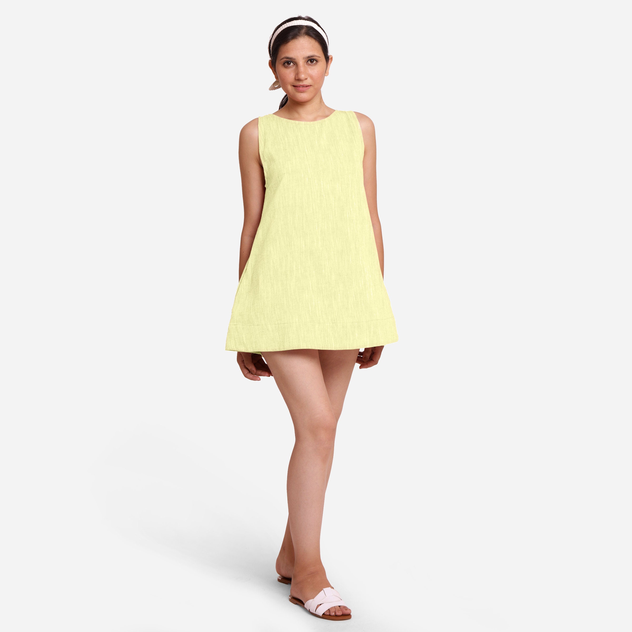 Abito In Velluto A Coste Donna – Scollo Rotondo, Senza Maniche, Lunghezza Mini, Con Tasche – Colore Unito - 2