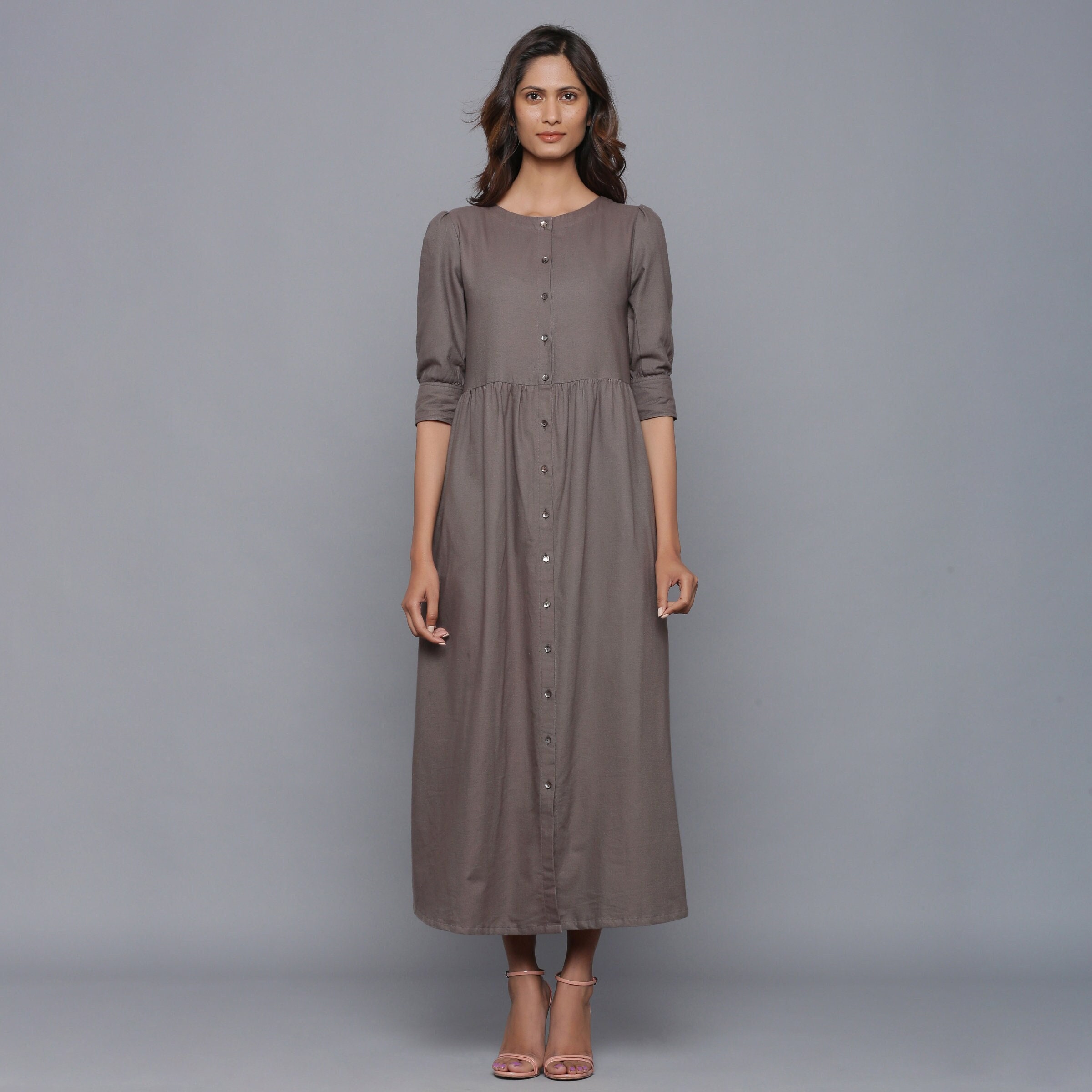 100% Cotton Flannel Maxi Dress, Customizable Dress for Women 100% Cotton Flannel Maxi Dress, Customizable Dress for Women