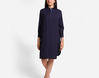 Vestido camisero de lino de algodón sólido, vestido personalizable, vestido recto hasta la rodilla con bolsillos, talla grande, petite, alto etsw