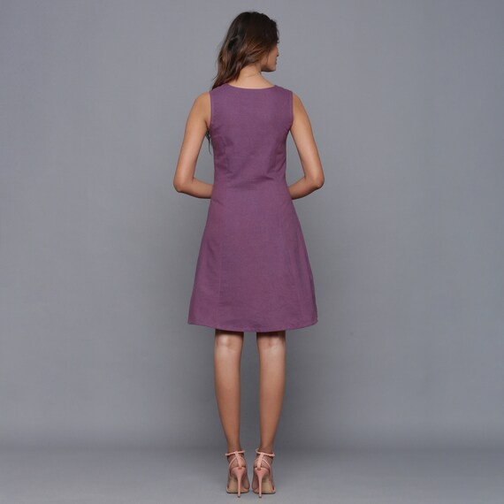 Knee Length Dress, Customizable Dress, Cotton Dress with Pockets, Sleeveless Sheath Dress, Slim Fit Dress, Plus Size, Petite, Tall cw etsw