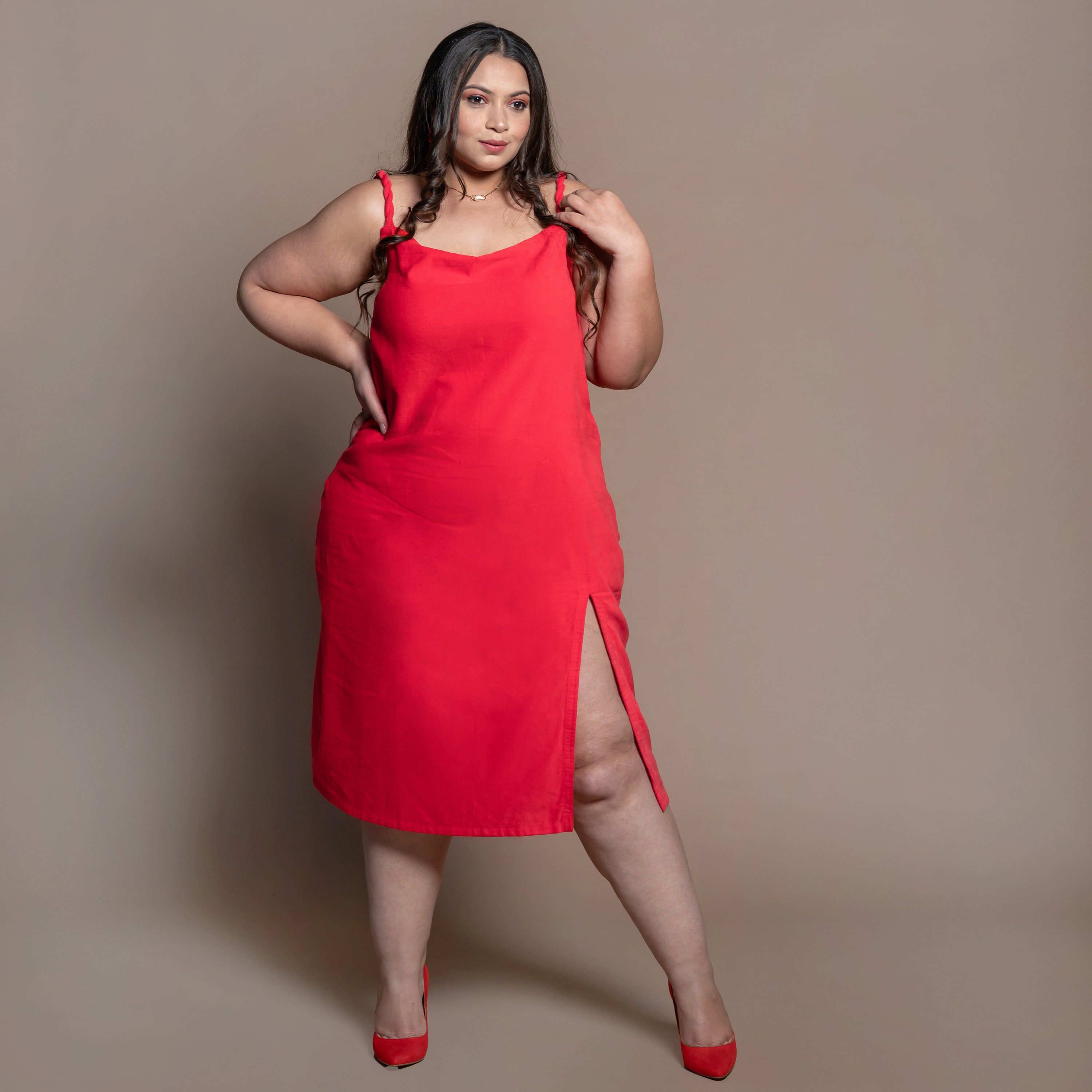 open lace back dress Plus Size Amelie Satin Midi Dress