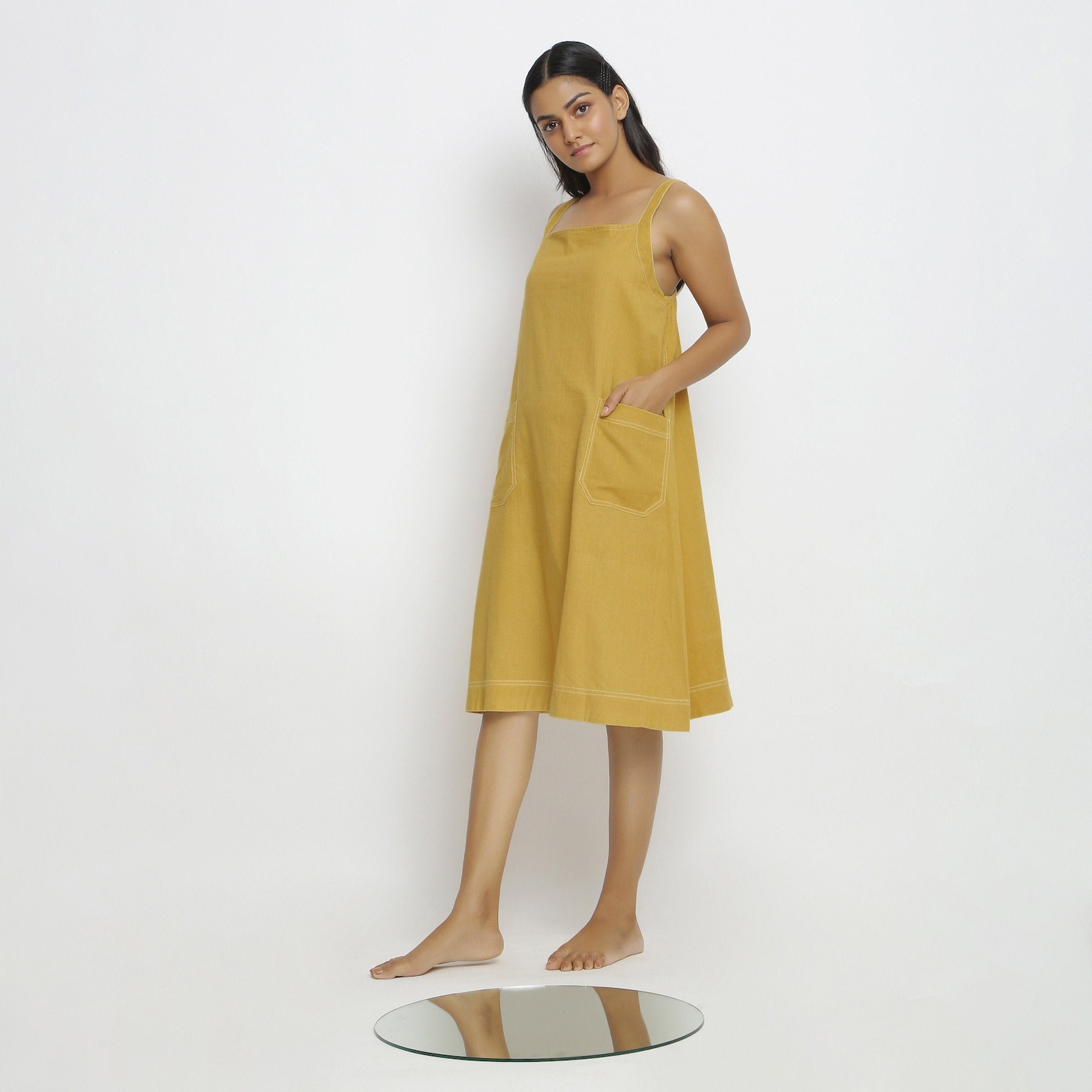 Light Yellow Cotton Knee Length Dress Customizable Dress for Etsy