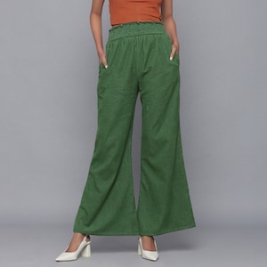 Pantalón bootcut de pana 100% algodón, pantalón personalizable para mujer, pantalón de ajuste relajado de talle medio con bolsillos, talla grande, petite, alto etsw