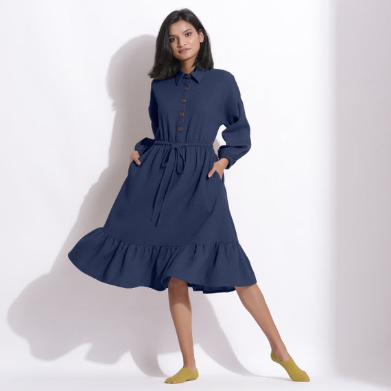 blue waffle dress Ceri Luxury Cotton Waffle Robe main image 1
