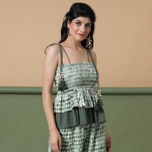 Maroon Shibori Cotton Camisole Top, Hand Tie Dyed Top, Comfort Fit Tier Top, Shibori Craft Top etsw