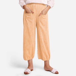 100% Cotton Harem Pant, Customizable Pant with Pockets, Mid-Rise Pant, Yarn Dyed Pants, Paneled Pant, Plus Size, Petite, Tall etsw