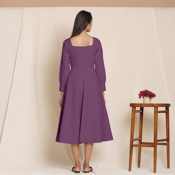 Cotton fit and flare midi dress cheap