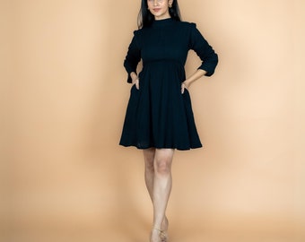 Empire Waist Dress, Vintage Style Maxi Dress, Black Linen Dress, Women  Swing Dress, Plus Size Dress, Xiaolizi, Fit and Flare Dress 1394# - Etsy