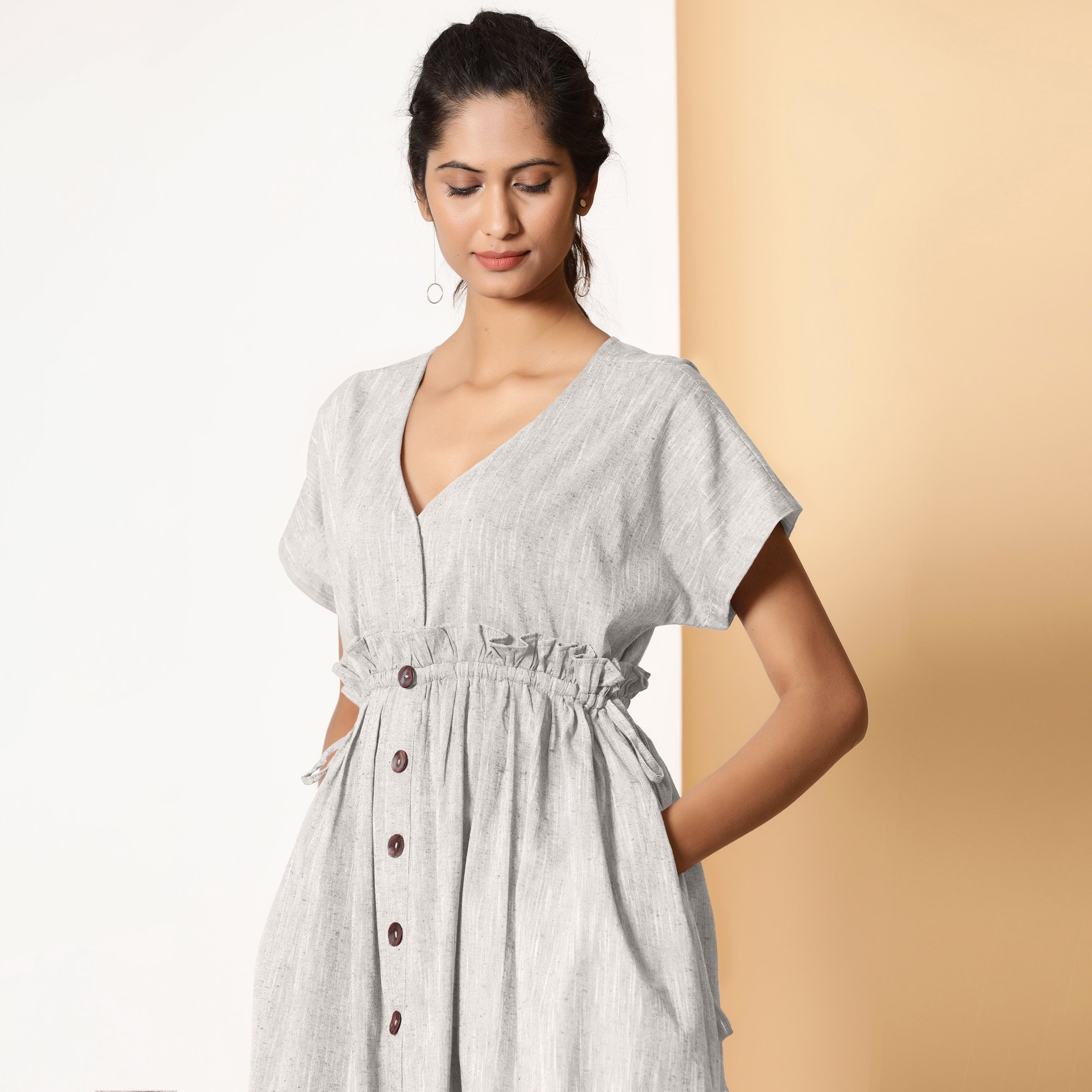 grey bohemian dress Boho Garden Grey Pinch Pleat Dress