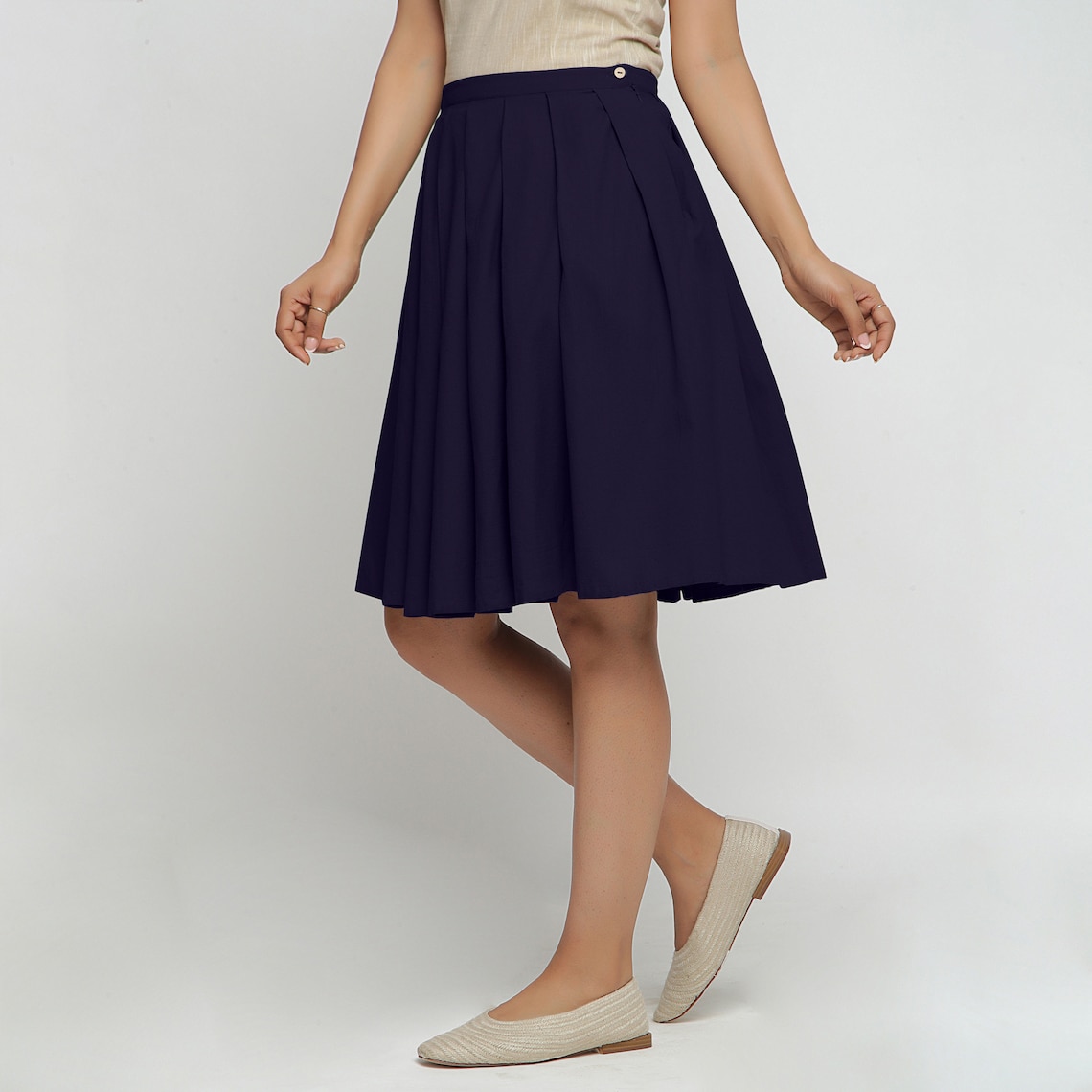 SBasler Navy and Green Multi Printed Pleated Skirt 2201100201 28068 main image 1