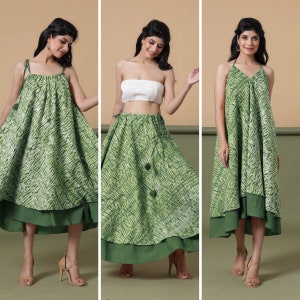 Convertible 100% Cotton Tie-Dye Skirt Dress, Customizable Midi Dress, Halter Neck Circular Dress, Plus Size, Petite, Tall cw etsw