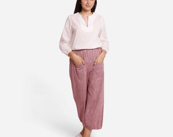 Conjunto de top de túnica y pantalón harén bordados a mano, conjunto de conjunto de pantalón y top casual, túnica y pantalón personalizables