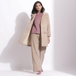 Cotton Corduroy Coat, Cotton Corduroy Oversized Blazer, Single-Breasted Relaxed Coat With Pocket cw etsw